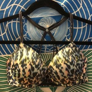 Multi color leopard print strappy back bra